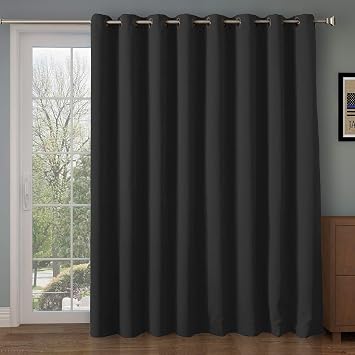Rose Home Fashion Blackout Sliding Door Curtains, Room Darkening Thermal Insulated Curtains for Living Room Bedroom, Sliding Glass Door Drapes, 1 Panel, W100 x L96, Black