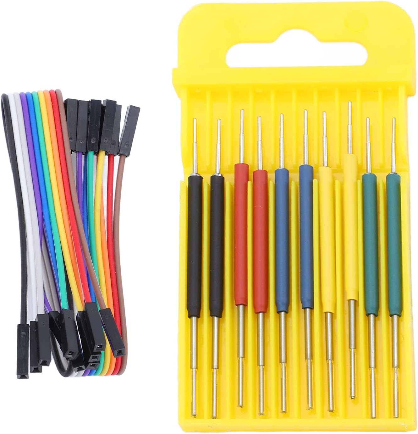 10Pcs Mini Grabber SMD IC Test Hook Clips, Silicone Jumper Wires Leads Kit, Logic Analyzer Accessories with Storage Box, PP and Alloy Material for Electronics Testing and Repair