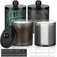 Vista 10 de Paquete de 4 Dispensadores Acrílicos de Hisopos para Hisopos de Algodón, Bolas, Almohadillas, Palillos de Hilo Dental - Juego de Frascos