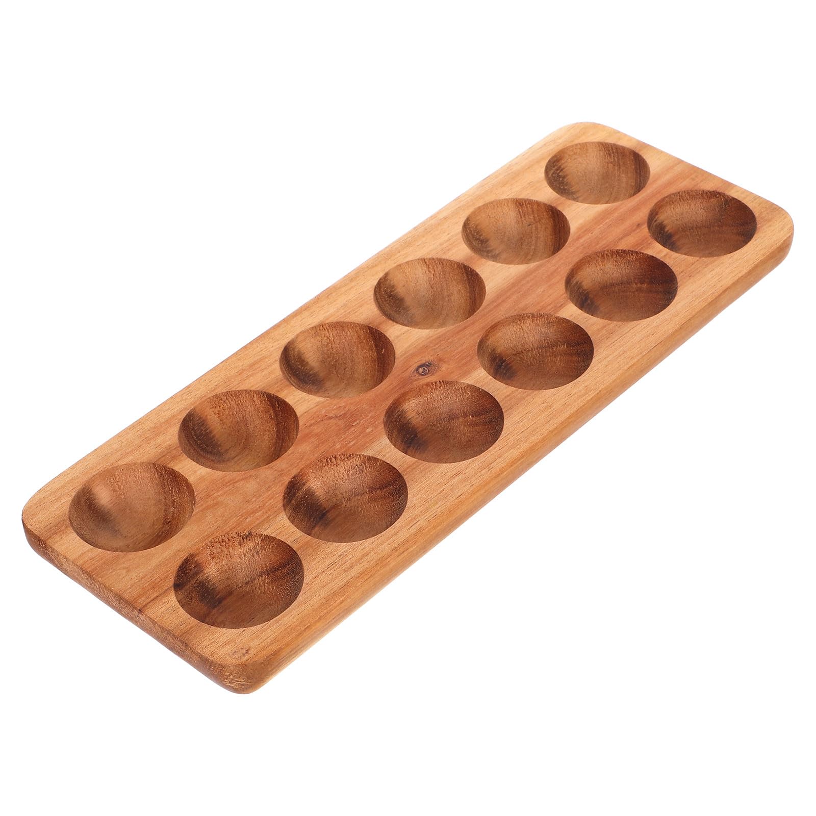 Huevera de madera rectangular con 12 cavidades para almacenamiento de huevos 8