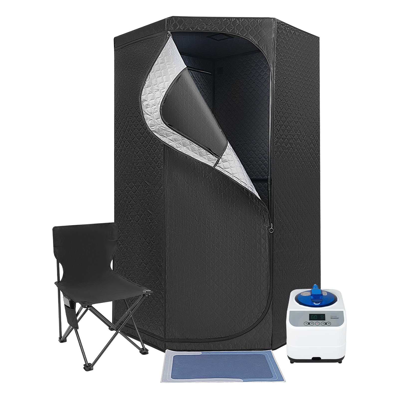 Sauna portátil de vapor 1350 W con vaporizador 3 L, mando a distancia, plegable, 5-60 min, 9 niveles de temperatura