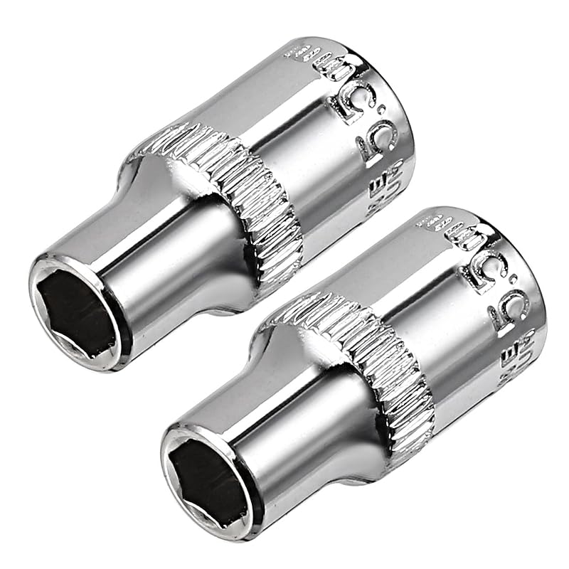 Soquete sextavado curto 5,5 mm com encaixe quadrado de 6,35 mm (1/4 pol.) uxcell em aço cromo-vanádio, 2 peças