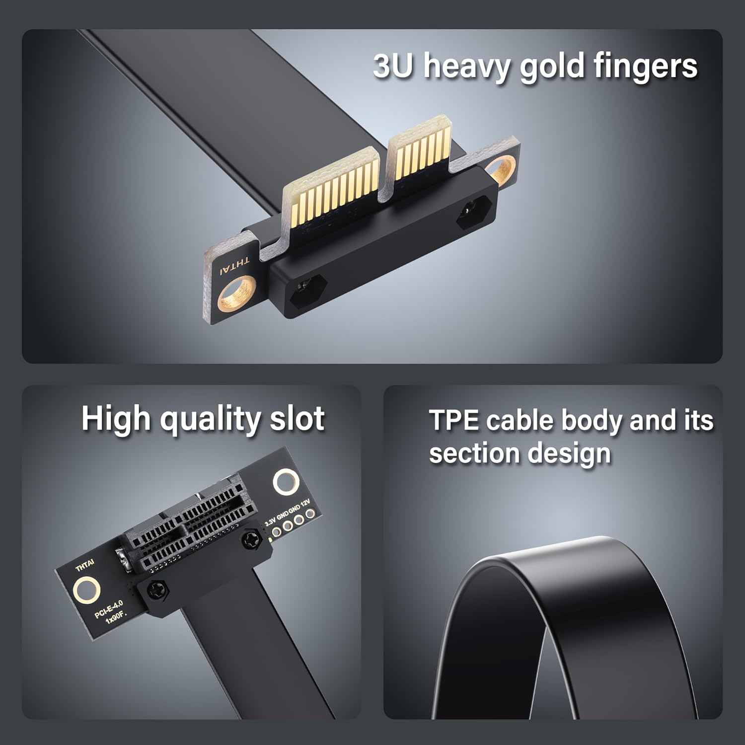 SinLoon PCIe 4.0 X1 Riser Cable 90 Degree PCI-E 1X Male to Female Riser Extension Cord (50CM)
