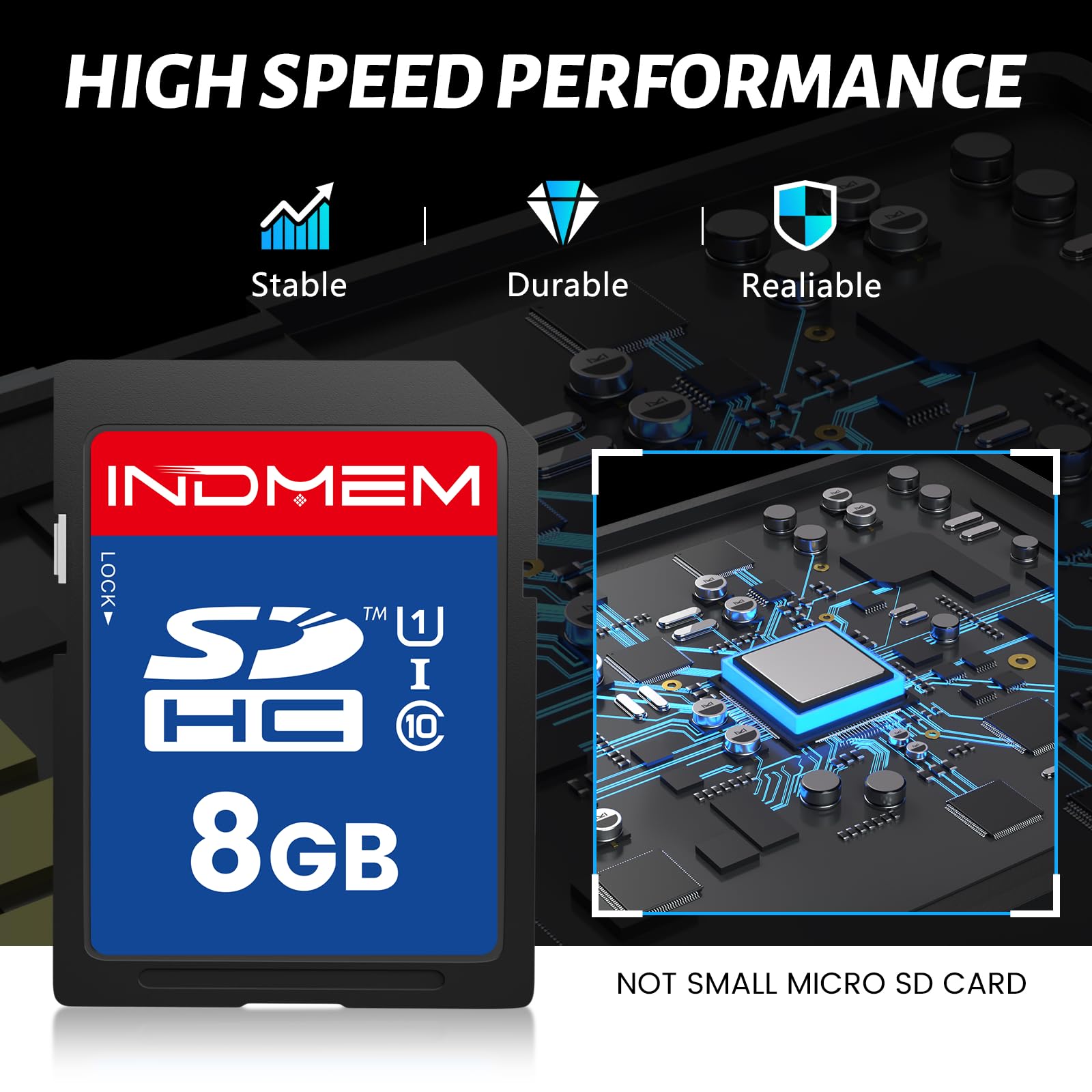 SD Card 8GB, SD Memory Card 8GB UHS-I SDHC U1 Class 10, High Speed Card for Digital Camera, Computer, Trail Camera 2 Packs — view 6