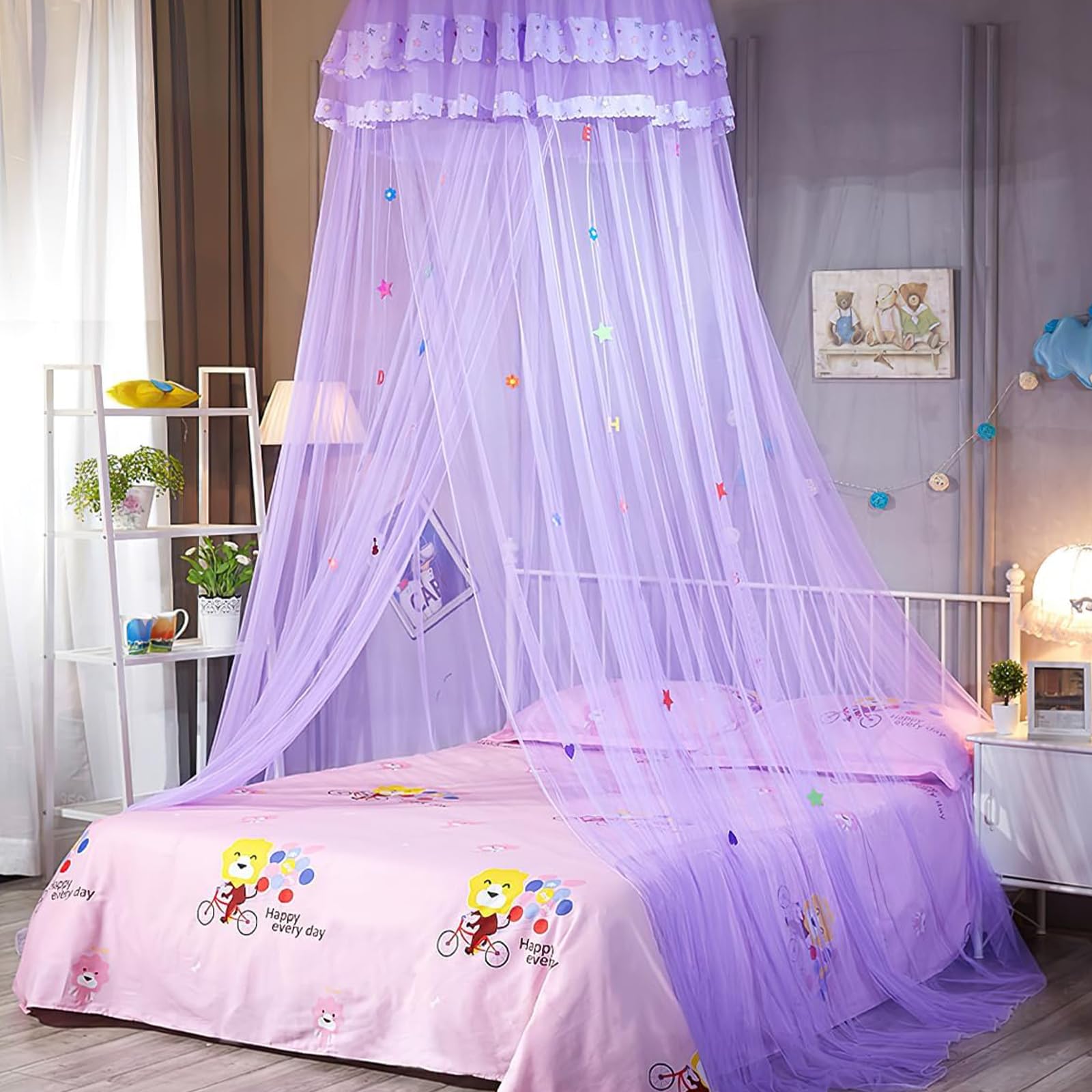 Grand Ciel de Lit Fille Moustiquaire Princesse Ciel de Lit Adulte Rose Moustiquaire Décoration Fille Chambre Princesse Tente Ciel Bébé