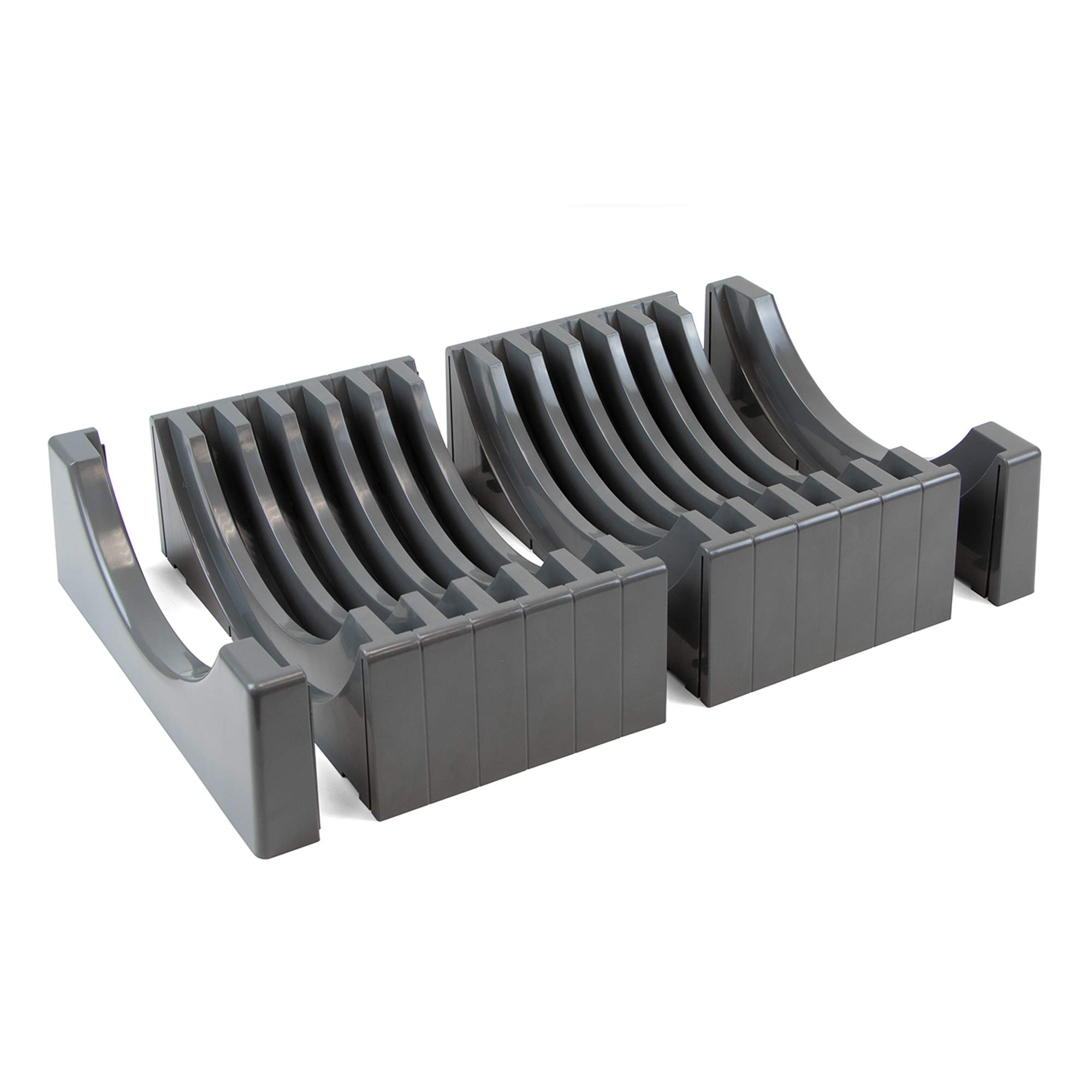 EMUCA 8938523 - Organizador de platos para mueble, soporte para platos, capacidad 13 platos, plástico, gris antracita