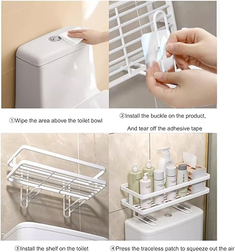 Miniatura 7 de JHDXL Almacenamiento sobre el inodoro, organizador de baño de 1 nivel sobre el inodoro, estante de almacenamiento, organizador de baño