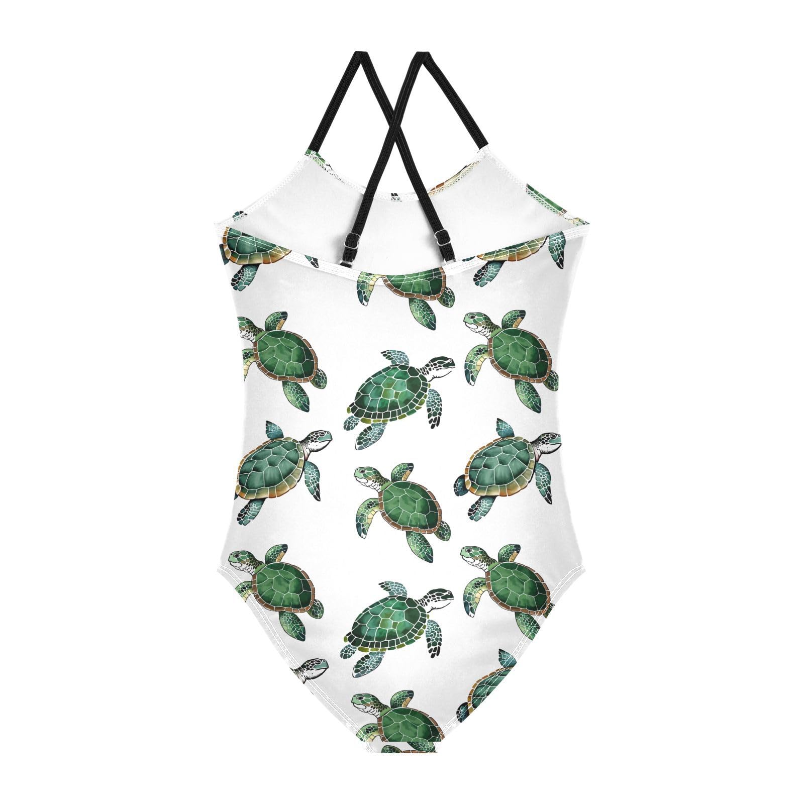 Selerdon Watercolor Sea Turtle Girls One Piece Swimsuit Beach Sport Halter Bathing Suit Swimwear 3-10T