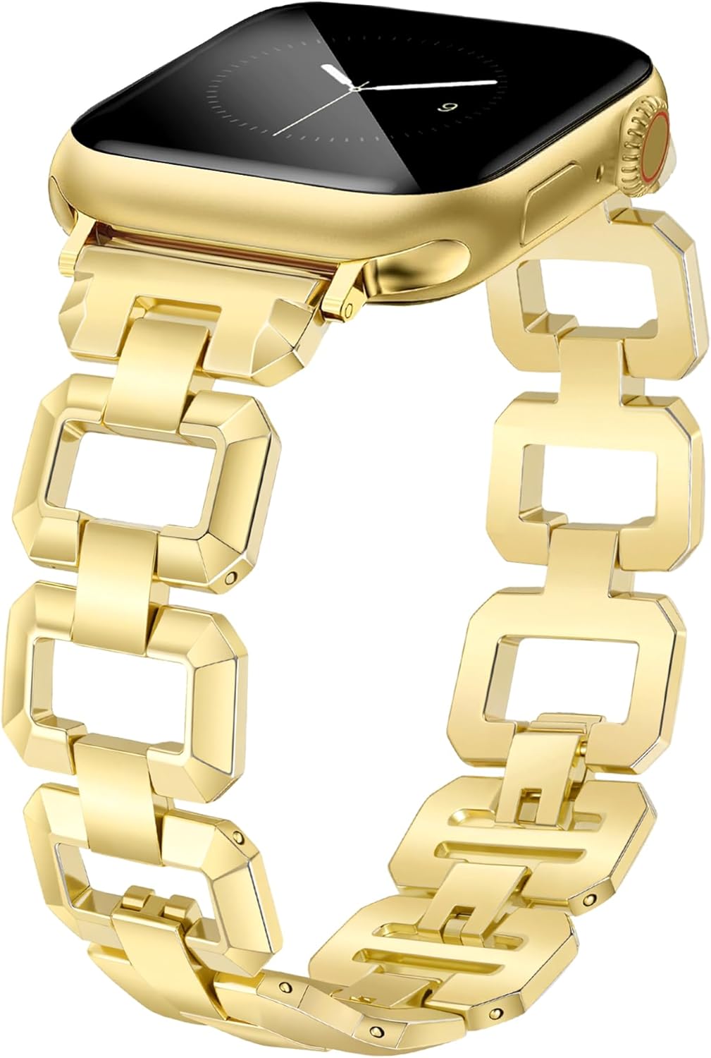 JR.DM Gold Watch Band for Women Compatible with Apple Watch 38mm 40mm 41mm 42mm 44mm 45mm 46mm 49mm Dainty Dressy Bracelet Designer Metal Chain Strap for iWatch Series 11/10/9/8/7/6/5/4/SE/3/2/1 Ultra