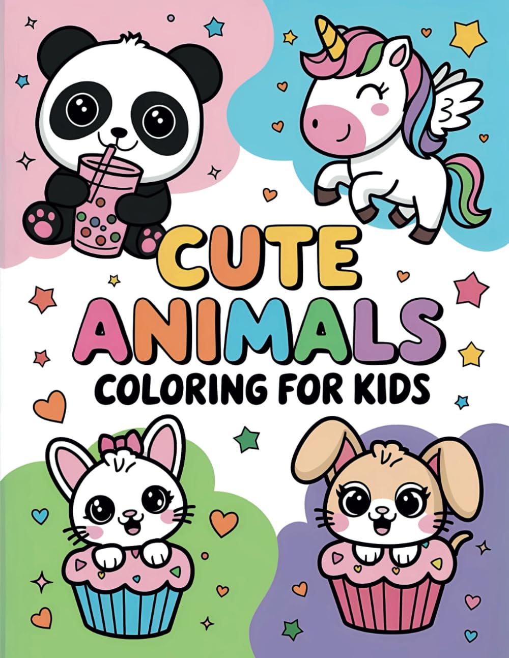 Cute Animals Coloring Book For Kids: Simple and Bold Illustrations of Adorable Animal Designs and Relaxing Illustrations for Creativity and Fun