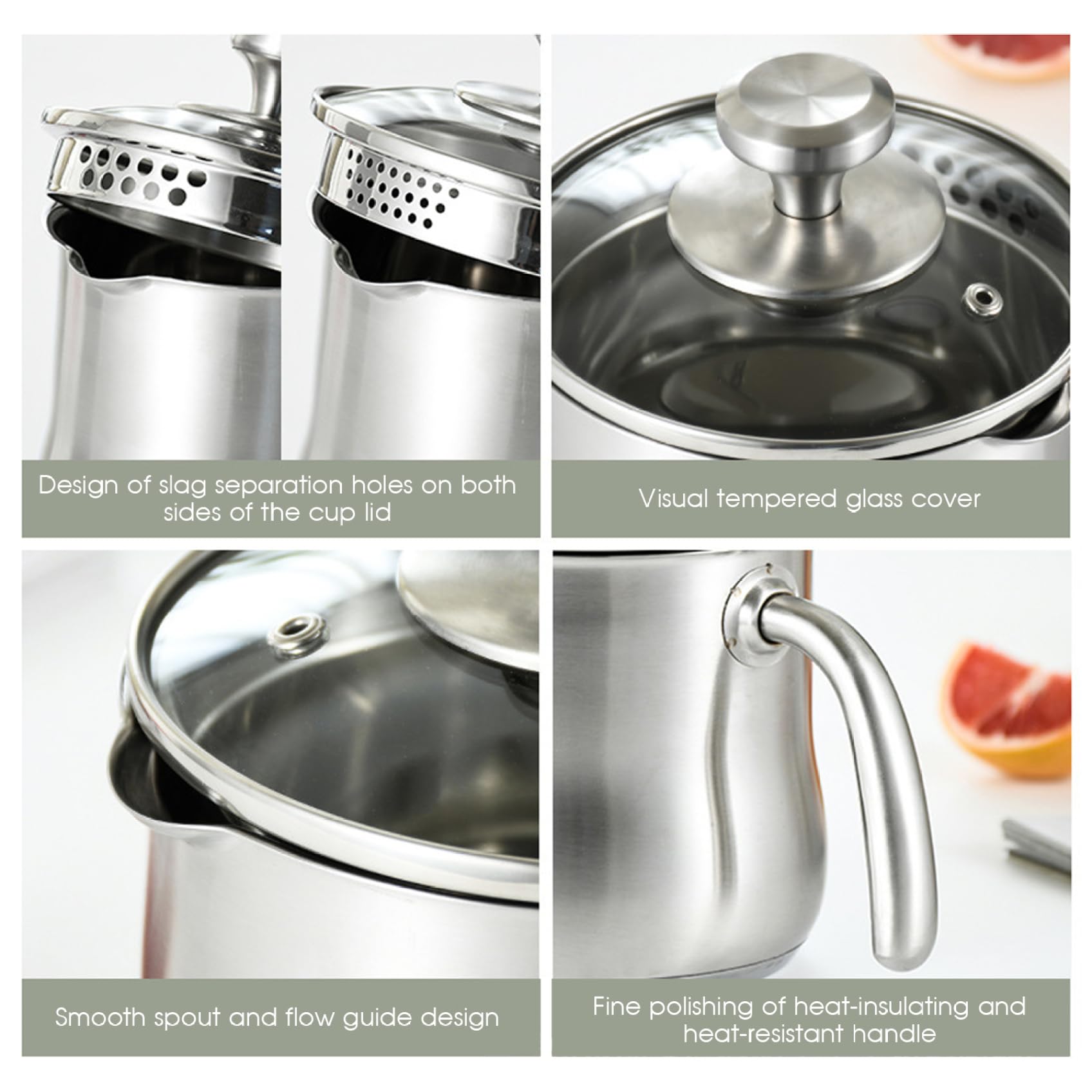 2-Liter-Edelstahltopf mit Ausgießer und Glasdeckel, Milchtopf mit Griff zum Kochen von Milch, Soße, Soßen, Nudeln, Nudeln, Induktionskompatibel
