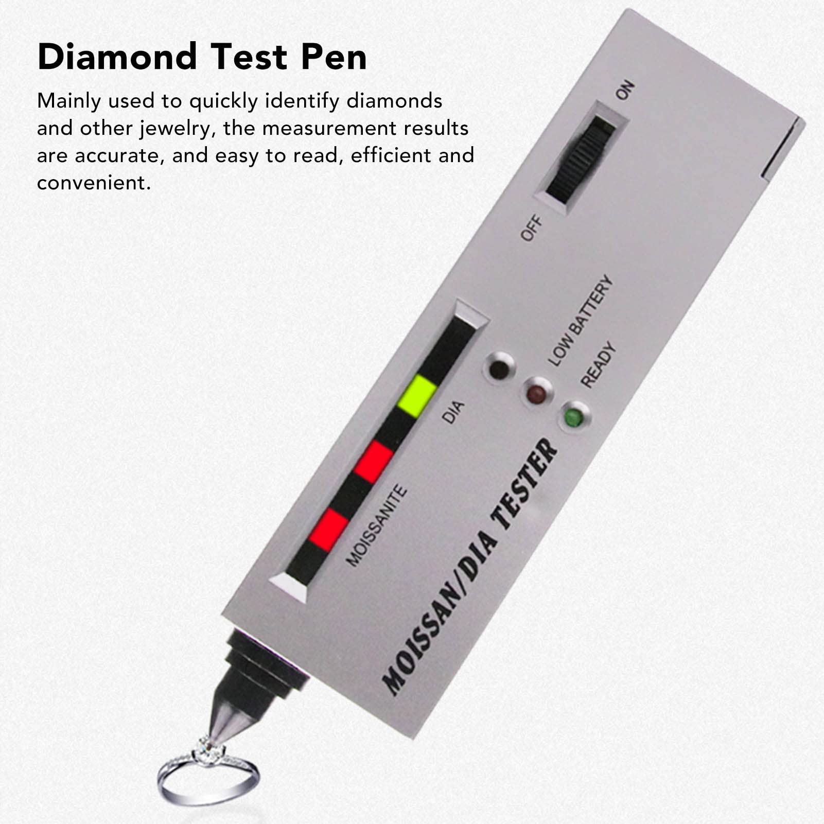 LCD Display Tester, High Accuracy Jewelry Tester Moissanite Hardness Detector Jeweler Testing Tool with LED Indicator