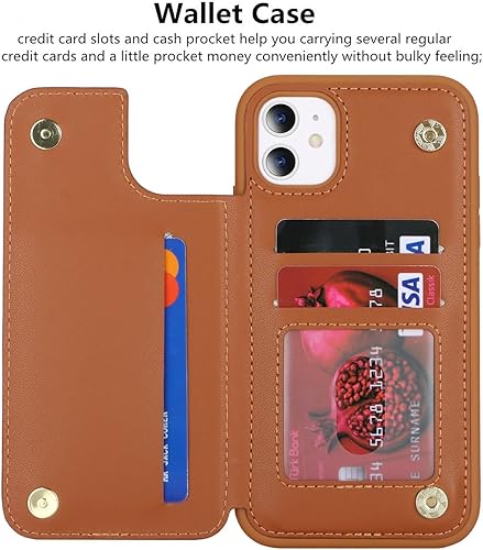 Miniatura 39 de iCoverCase Funda compatible con iPhone 11 con soporte para tarjetas, funda protectora de piel sintética con bloqueo RFID para mujeres y hombres