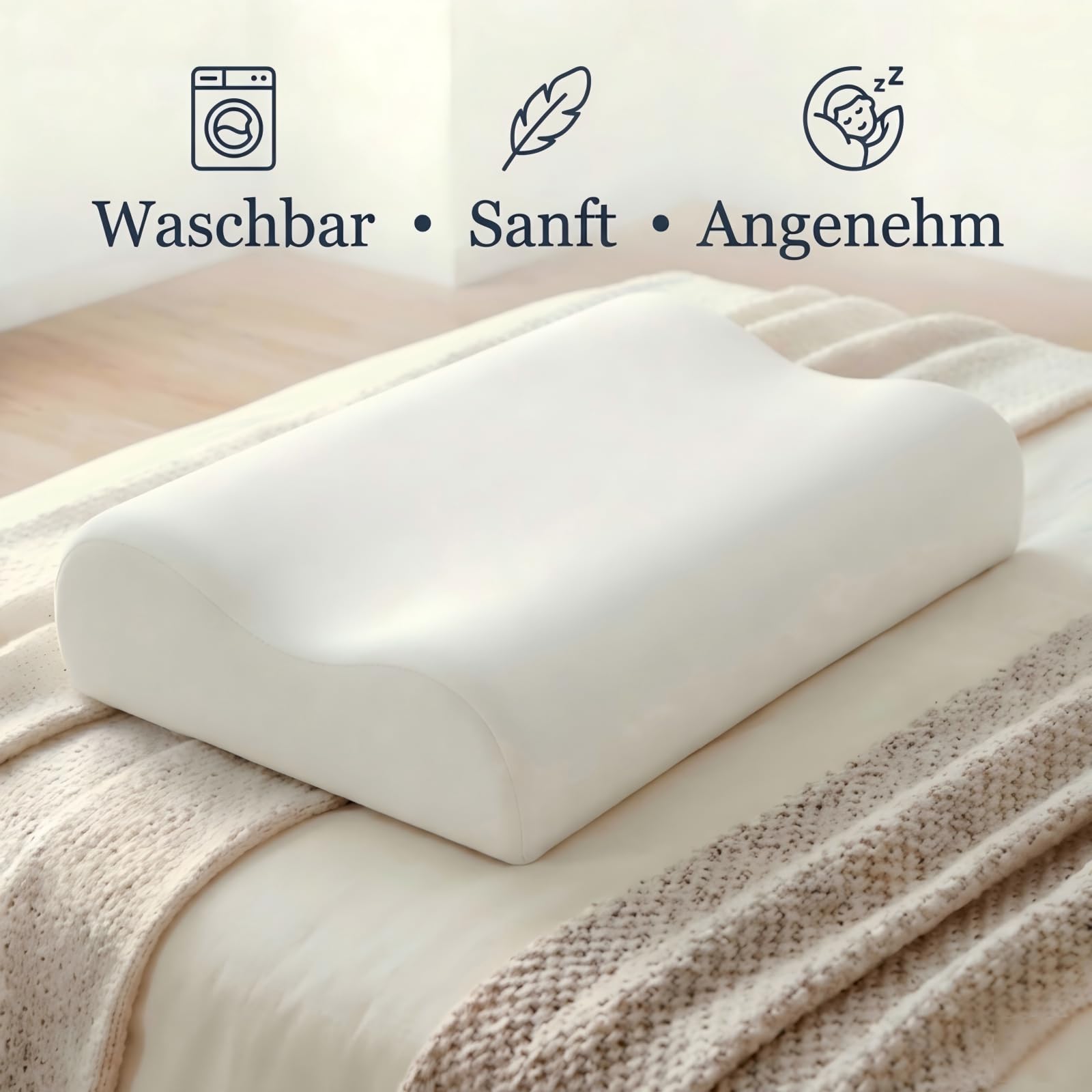 Newentor Almohada cervical de espuma viscoelástica ortopédica con 4 alturas de sueño, LullAnna Cloud Dream Öko-Tex100 para un sueño sin preocupaciones, color blanco