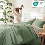 Litanika Queen Comforter Set Sage Green, 3 Pieces Lightweight Comforters Queen Size Solid Bedding Comforters Sets, Down Alternative Comforter Bed Set Quilt Blanket