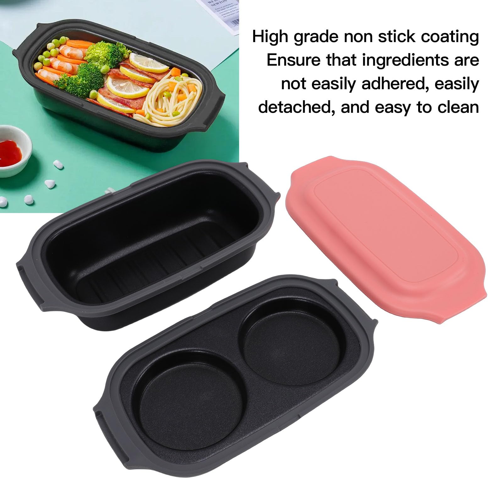 Asixxsix Olla para Huevos para Microondas y Sartén para Parrilla para Microondas, Utensilios de Cocina Multiusos para con Tapa, para Asar, Freír, Dorar Carne, Tocino, para