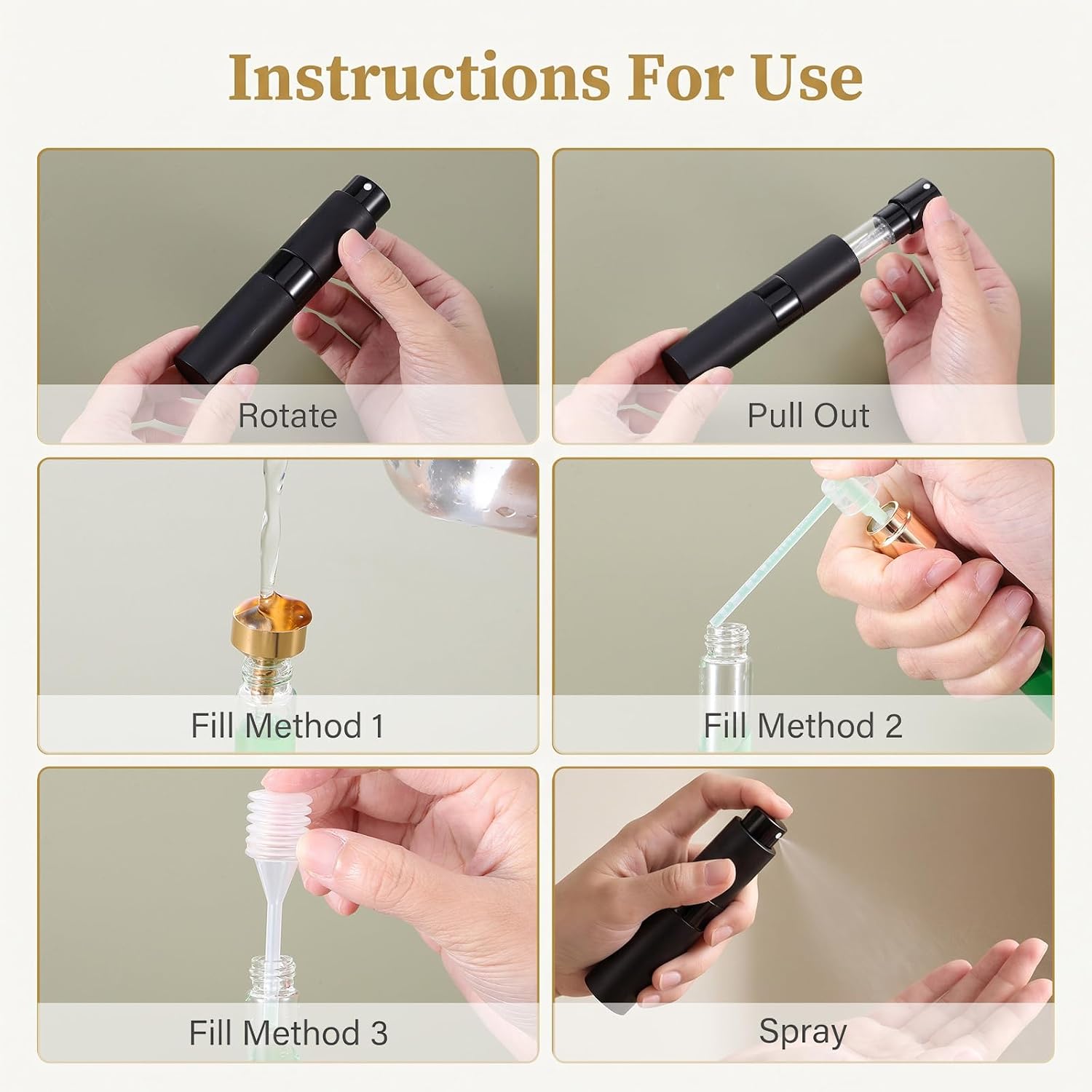 15Pcs 8ML Refillable Perfume Atomizer, Travel Size Sprayer Bottles, Black