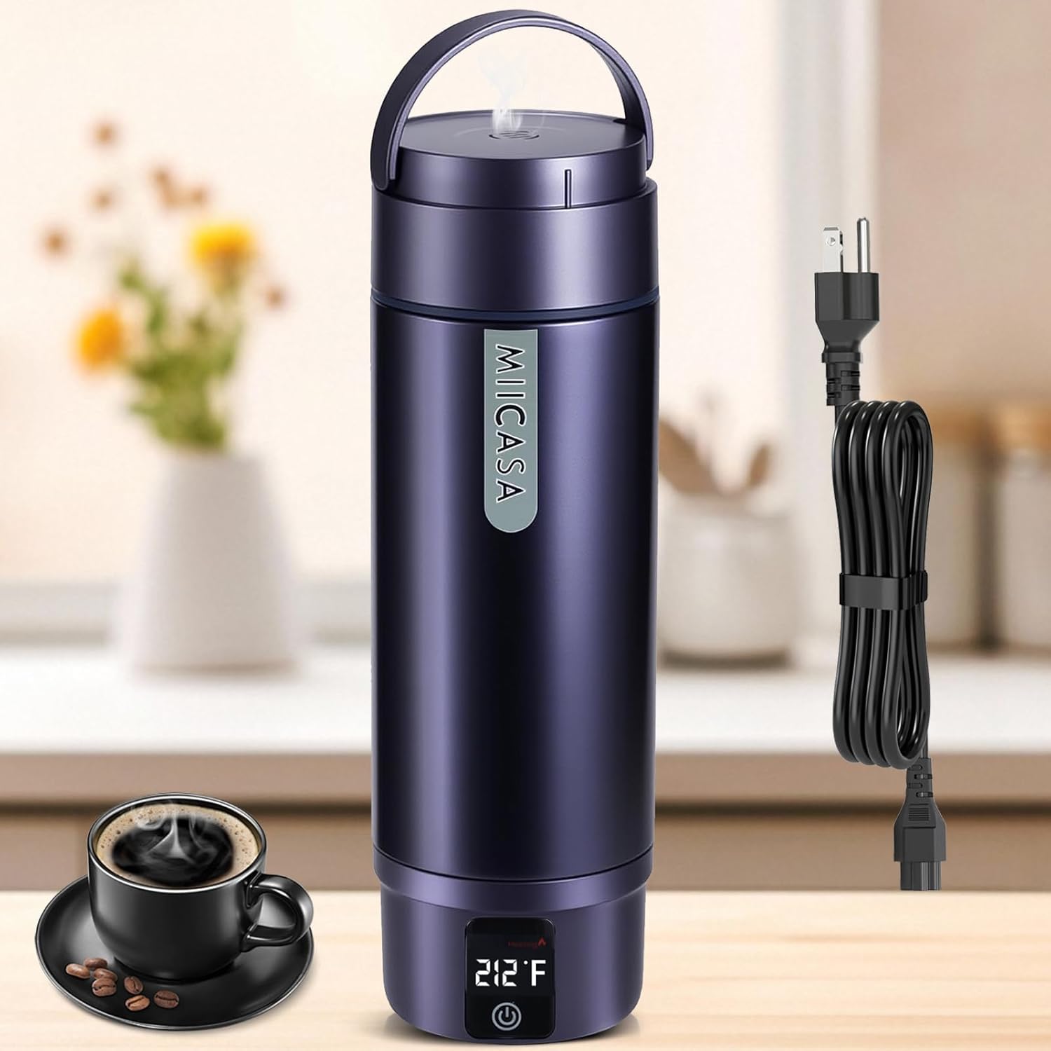 Portable Electric Kettle, Small Electric Kettle with Stainless Steel Double Wall Vacuum Insulated, 6 Temperature and Auto Shut-Off Boil Dry,16oz