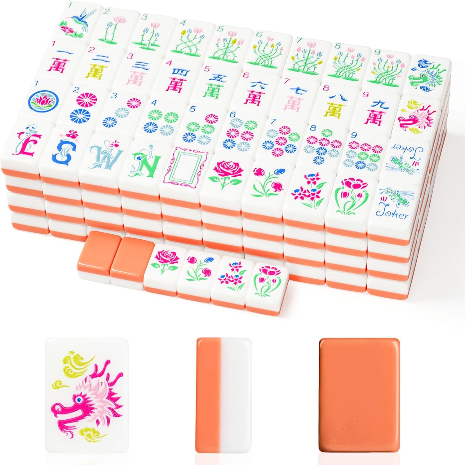 American Mahjong Set – Monet Garden-Themed 160 Acrylic Tiles, Includes Dice & Instruction Manual, Elegant Portable Game, 1.25" Standard-Size