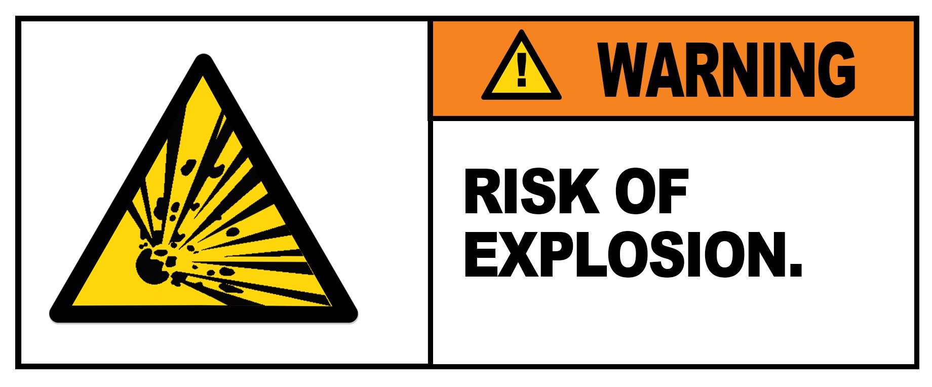 Party Decor Warning - Risk Of Explosion - Warning Sign Removable Self Adhesive Label - 100Mm X 148Mm - Pack Of 4