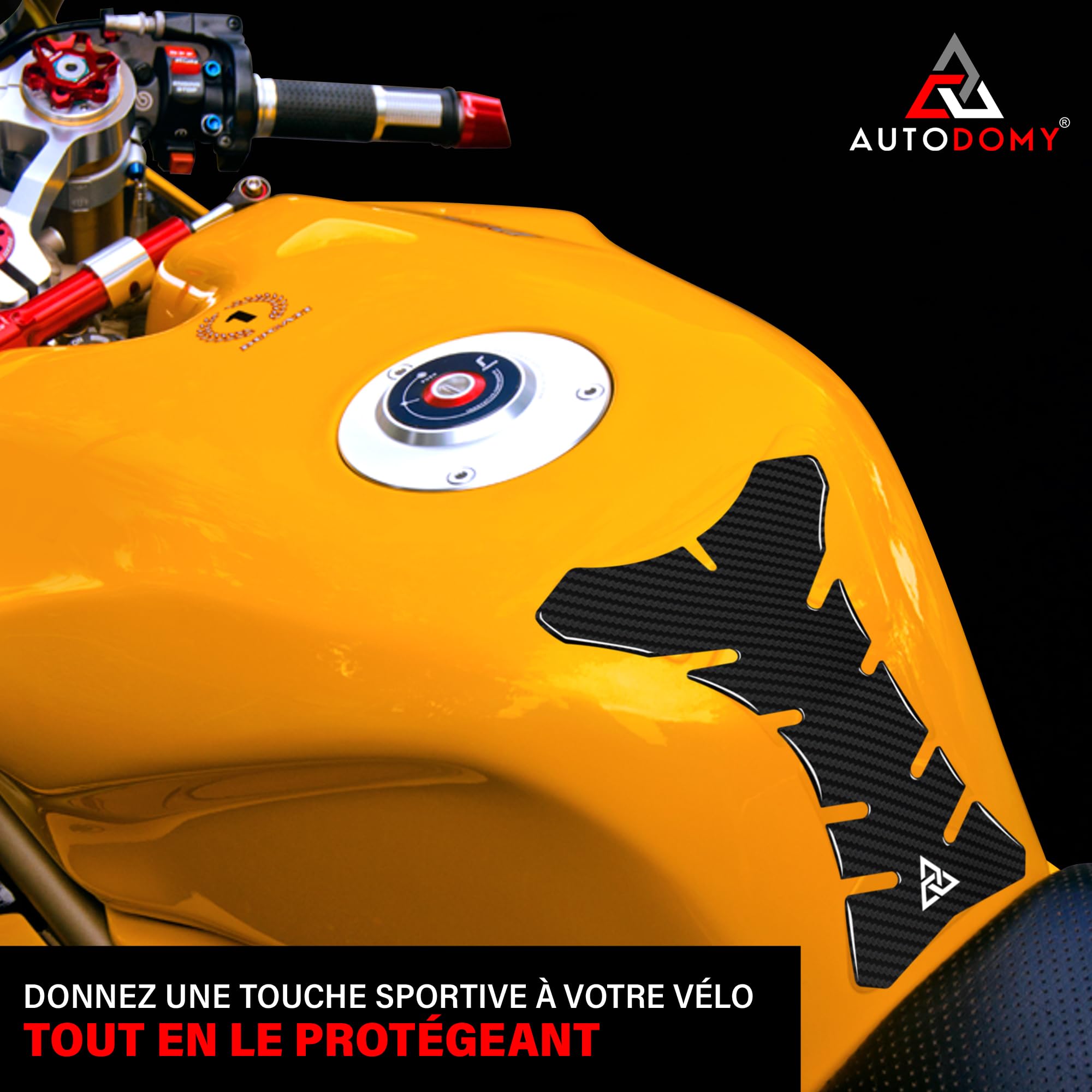 Protège-Réservoir Moto Fibre De Carbone Noire V2 20x14 Cm – Tankpad Universel Adhésif Sport Anti-Rayures