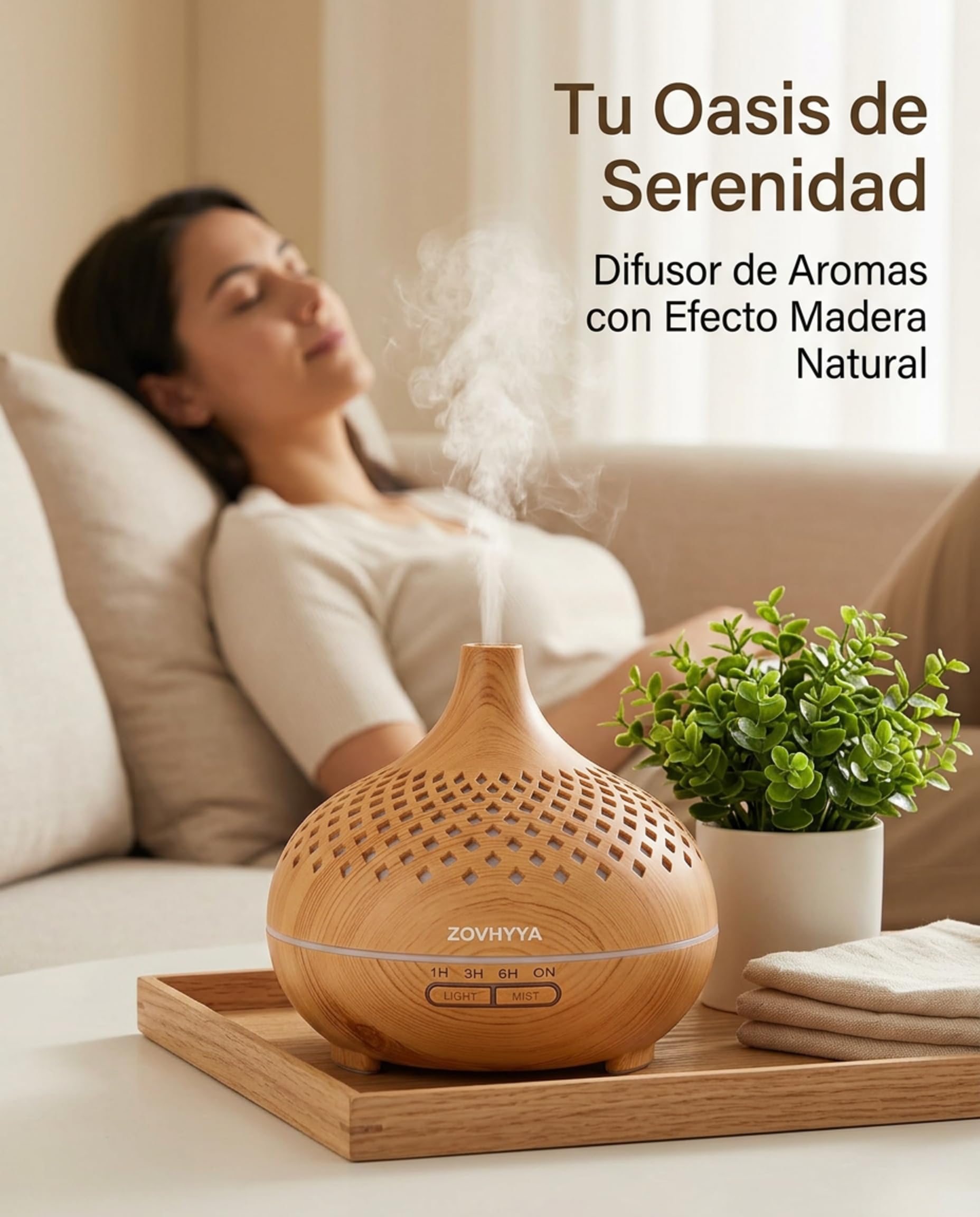 Difusor de Aroma 500ML Humidificador con 14 Luces LED Control Remoto 4 Temporizadores y 2 Modos de Pulverización para Hogar Dormitorio y Oficina