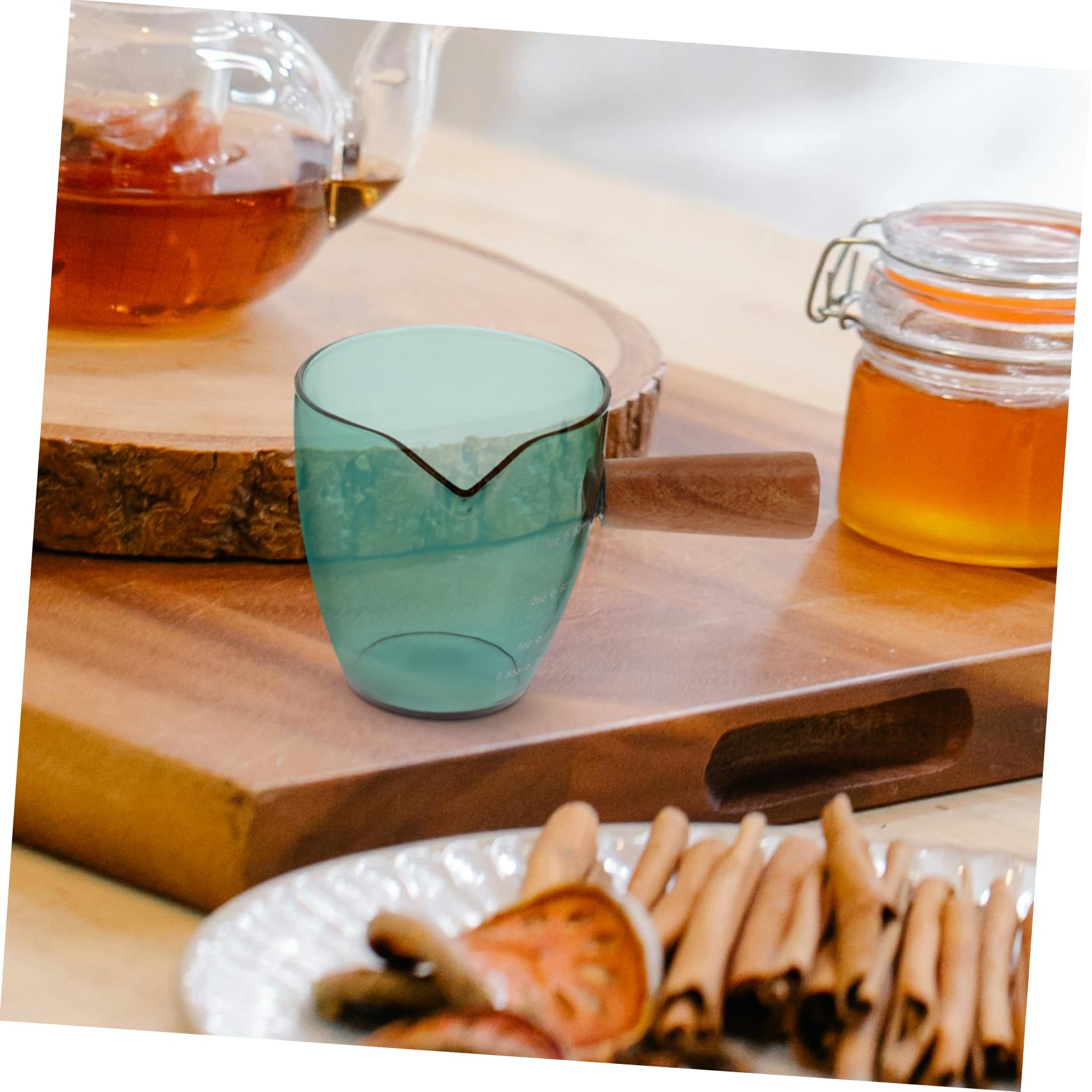 PartyKindom 5pezzi Bicchiere Da Caffè Con Manico Legno Misurino Per Latte e Caraffa Per Casa e Ristoranti Design Ergonomico Per Versare Facilmente