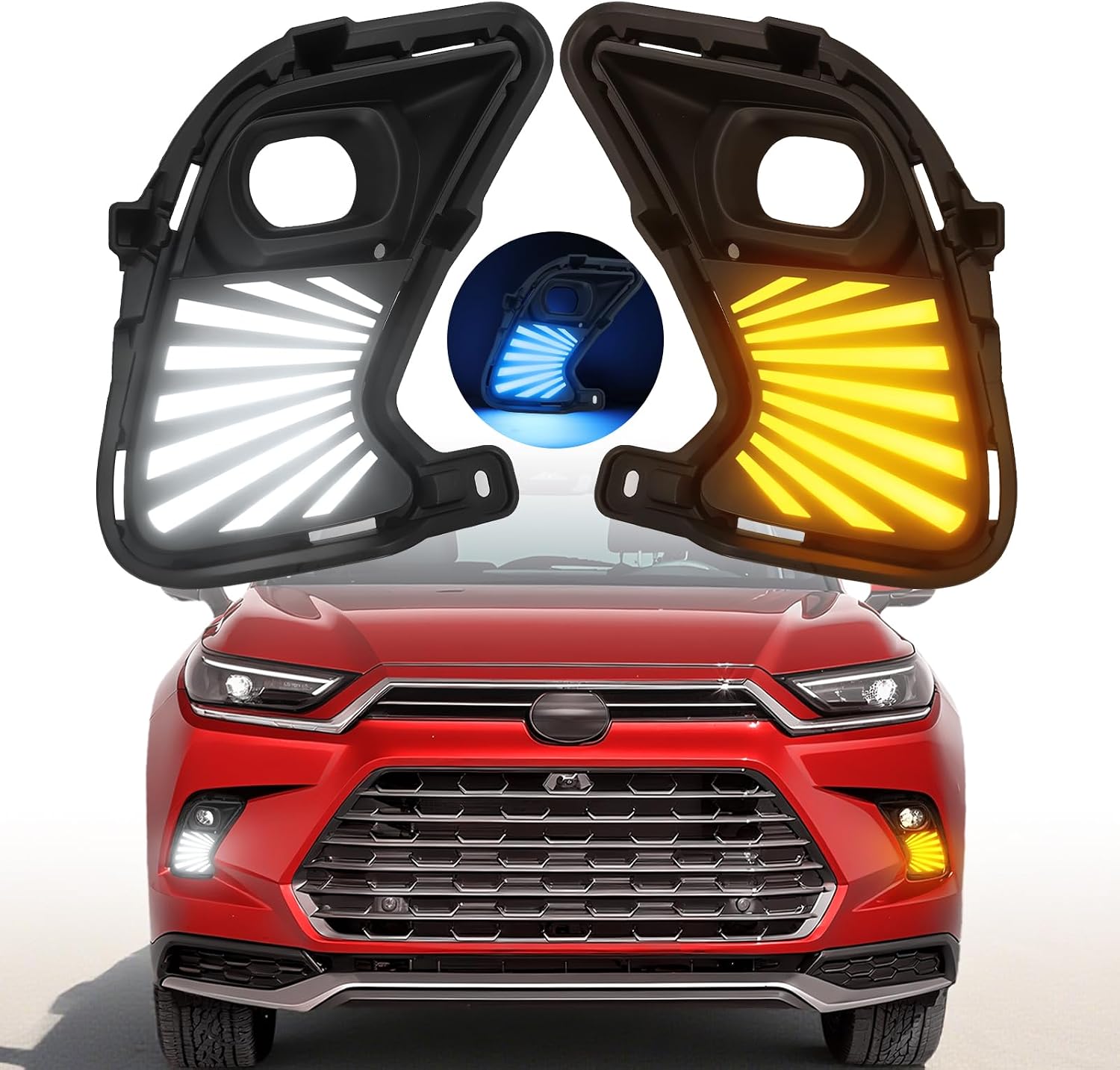Led Fog Lights fit for 2024 2025 2026 Toyota Grand Highlander Hybrid XLE Limited Platinum Sport Daytime Running Drl Turn Signal Lights Accessories(for DRL-Grand Highlander only)