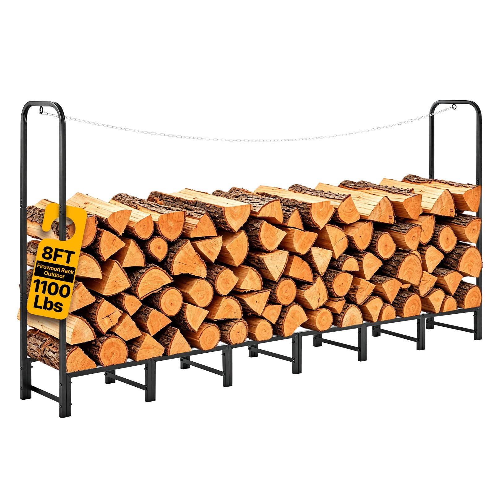 VEVOR Firewood Rack 8ft 1/2 Cord Heavy Duty Outdoor Wood Storage Holder