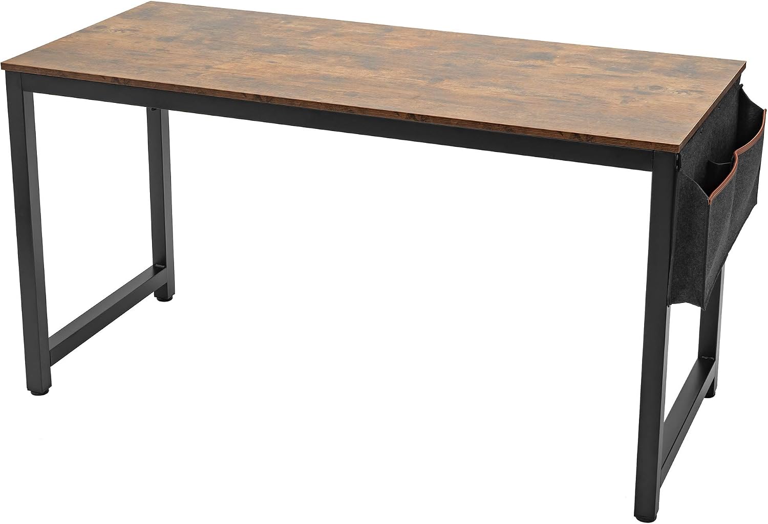 iPEGTOP Computer Desk, 47.2" Study Writing Table with Headphone Hook Storage Bag for Home Office Students, Industrial Simple Style PC Desk, Black Metal Frame, Rustic