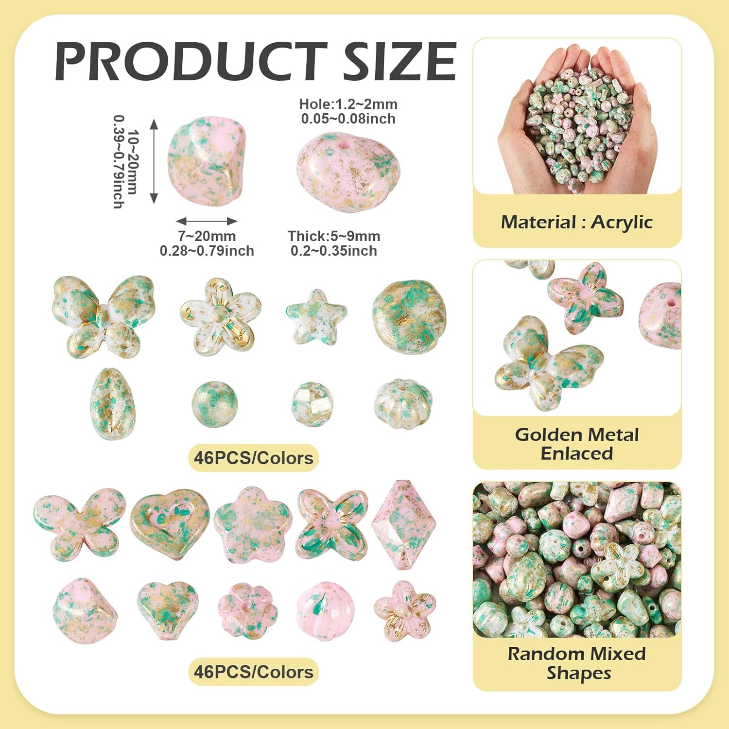 KISSITTY 92pcs Assorted Vintage Golden Metal Enlaced Acrylic Beads Opaque Bohemia Loose Spacer Beads Bulk Flower Heart Star Butterfly Mixed Shapes for DIY Jewelry Making Bracelet Necklace Earring - Image 5