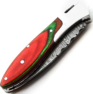 PAL 2000 KNIVES FOL-9793 Custom Handmade Damascus Steel Folding Pocket Knife With Sheath - PAL 2000 KNIVES