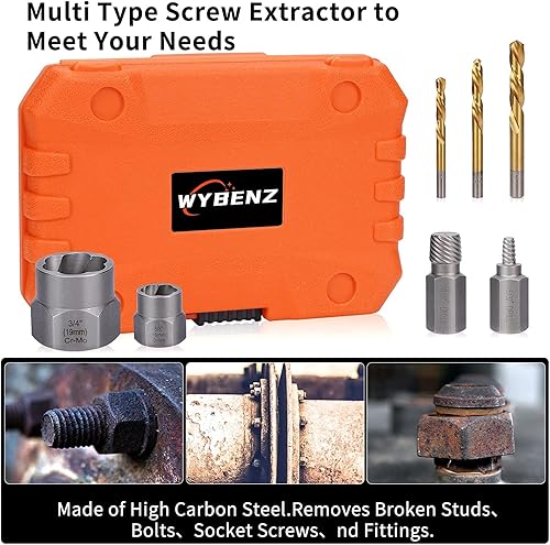 Miniatura 4 de Juego de 29 piezas de extractor de tornillos y pernos y kit de brocas izquierdas, juego de llaves de extracción de tuercas rotas fáciles de extraer