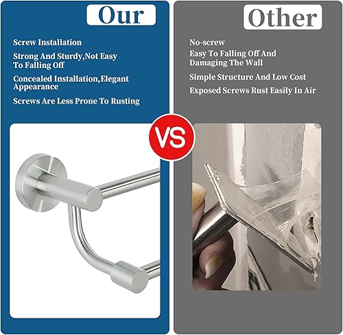 Miniatura 6 de Alise GOY4600-LS - Toallero doble de 24 pulgadas para baño, soporte para toallas de montaje en pared, de secado rápido, toallero de acero inoxidable