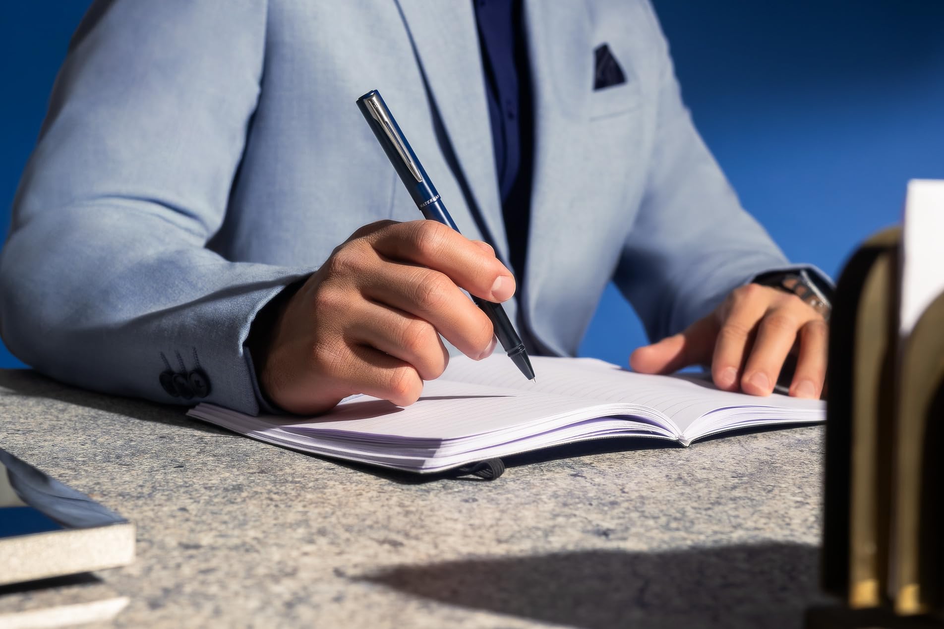 Waterman Allure - Juego de bolígrafos y bolígrafos personalizados con grabado, juego de instrumentos de escritura de lujo en negro, regalo elegante para hombre y mujer (Blue C.T.)