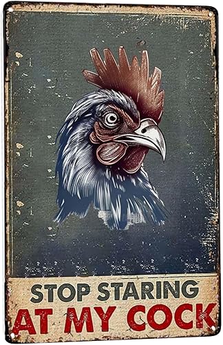 Letreros de lata vintage Decoración retro de cocina de gallo de pollo, divertido arte de pared de metal para el hogar, bar, restaurante y cueva de
