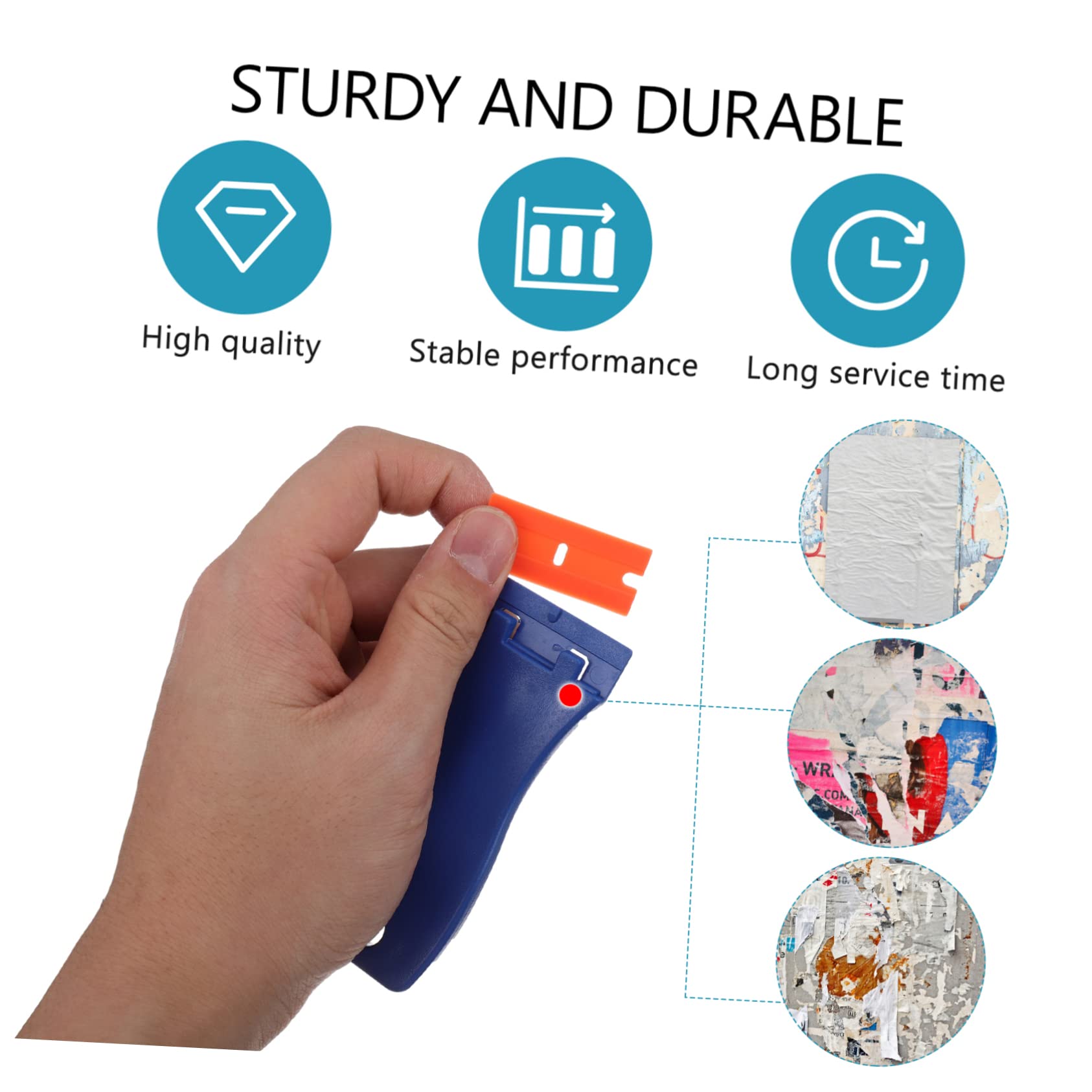 HOMSFOU 6pezzi Kit Di Raschietti Per Rasoio Plastica Con Pz Di Lama Per Rimuovere Etichette Adesivi Superfici Vetrate e Piastrelle