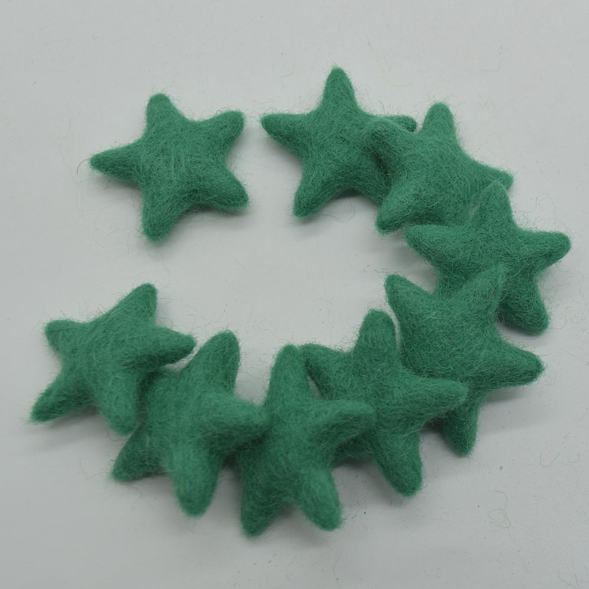 Oriental Direct Forest Green 100% Wool Felt Stars - 3Cm - 10 Felt Stars