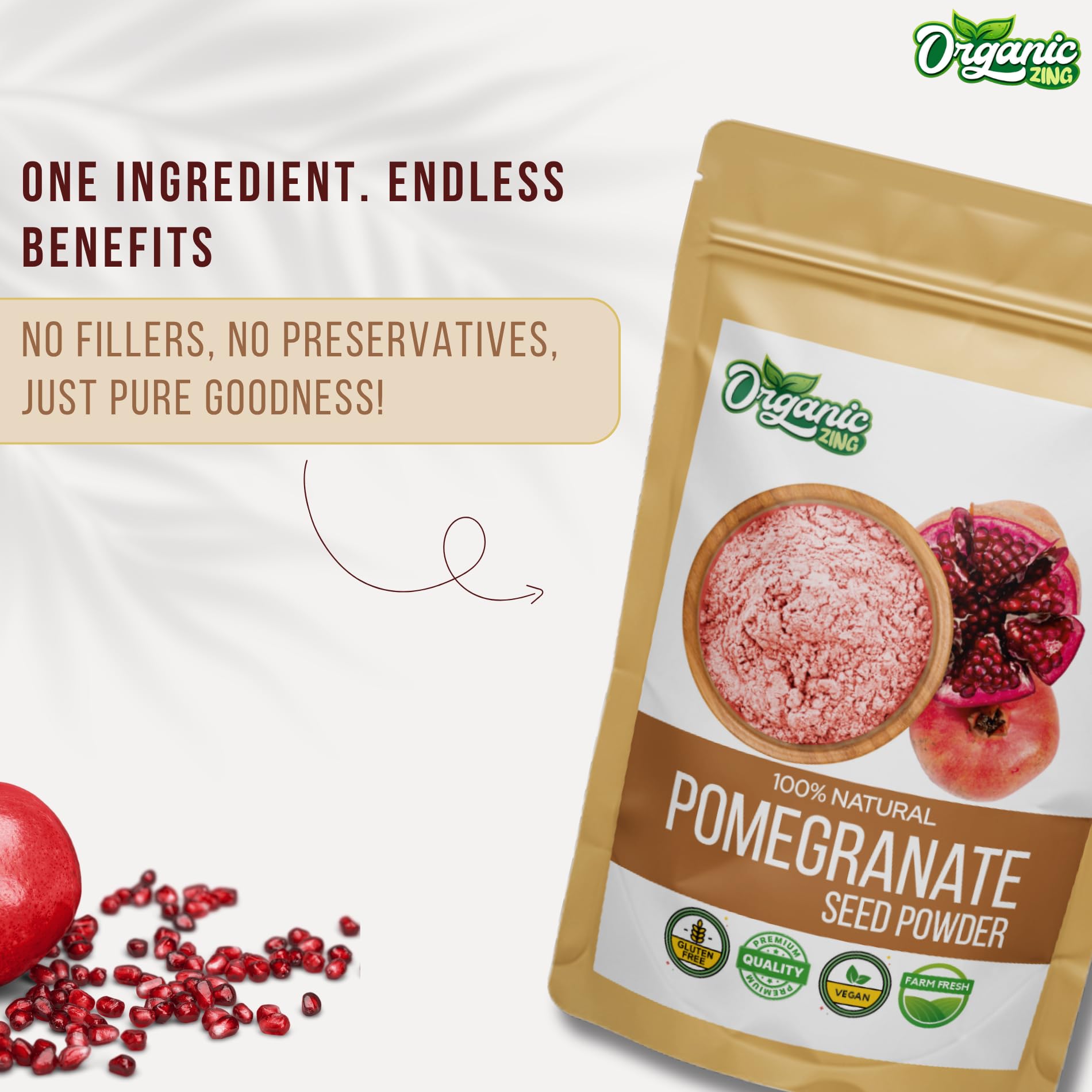 Organic Zing Natural Pomegranate Seed Powder | Plant-Based Superfood | Vegan, Gluten-Free, Farm Fresh | 454g — Amazon image 3