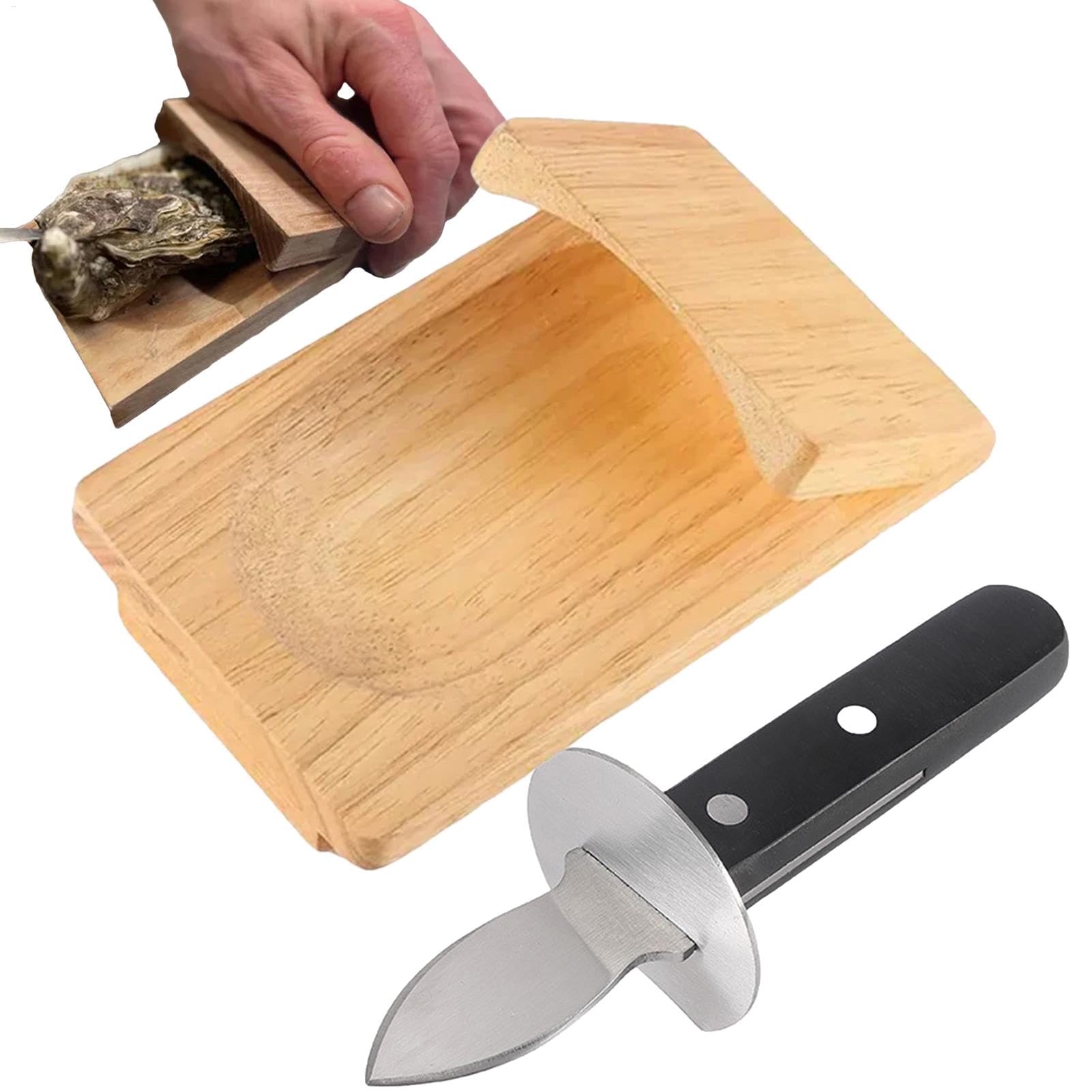 Austernmesser und Austernklammer Set, Austernöffner Austernschäler Handschutz Meeresfrüchte Werkzeug, Ergonomischer Schalentieröffner Küchenzubehör für Zuhause, Restaurant, Party, Camping, Picknicks