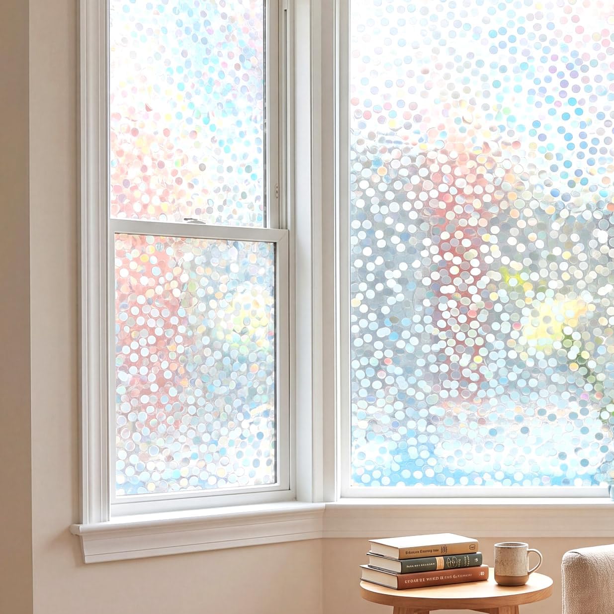 Dots Window Film Privacy Static Cling No Glue Anti UV Removable 35x78.7in | Cover Decal Tint Decor Entryway Door Home Sun Blocking Light Filtering Glare Reduction Heat Control Reusable