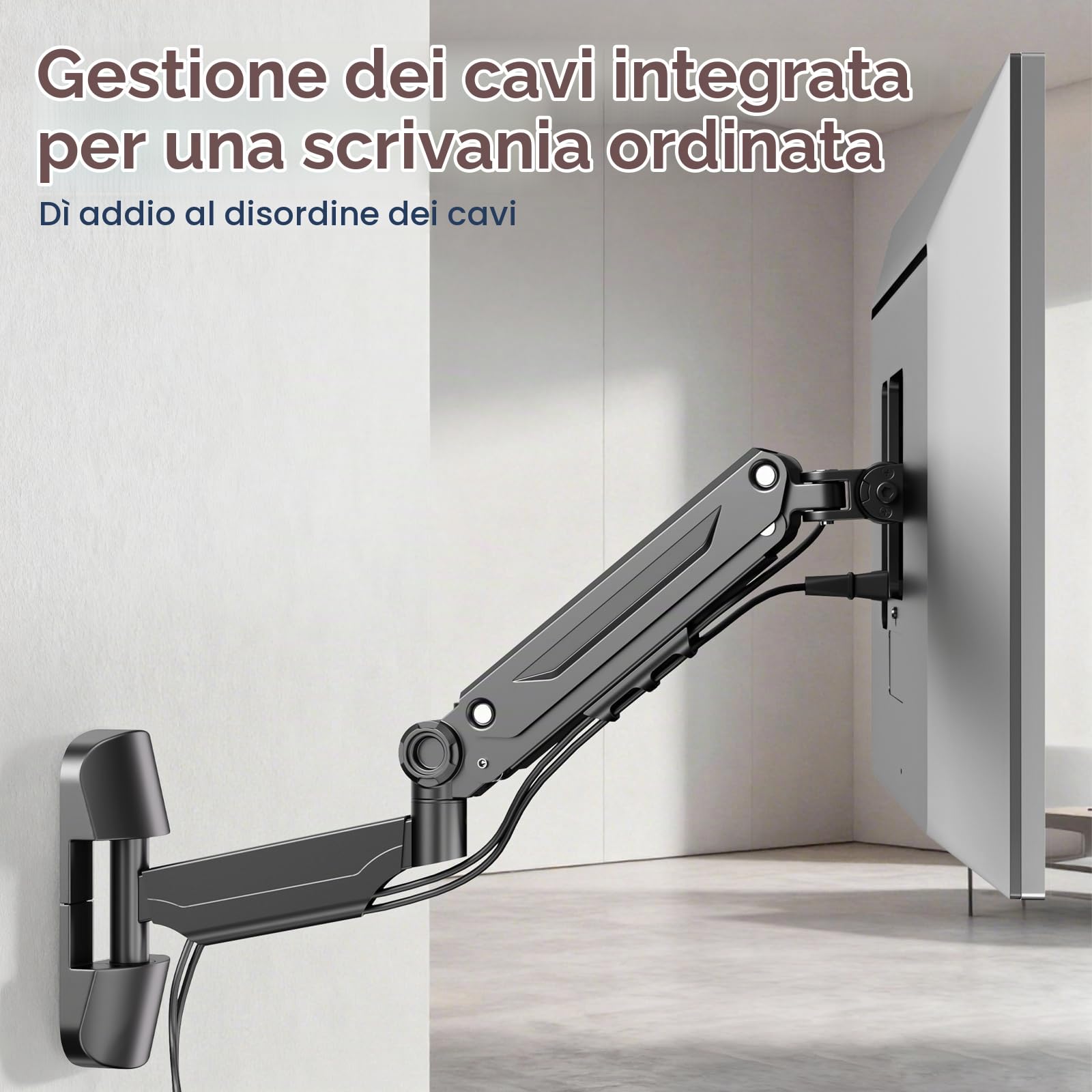 PUTORSEN Support Mural Ecran PC de 17-42 Pouces Écran PC et TV, Bras Ecran PC, Support Ecran PC Mural, Inclinaison, Pivotement, Rotation et Hauteur Réglable, Load 12KG, VESA 75/100 mm