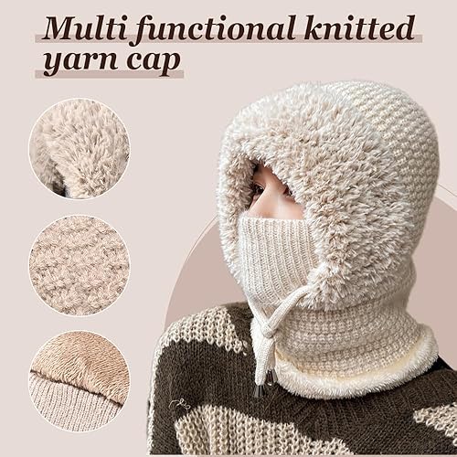 Miniatura 2 de Gorro 3 en 1 con bufanda y máscara, pasamontañas de invierno 2026, sombreros de punto, bufanda con capucha, máscaras de esquí