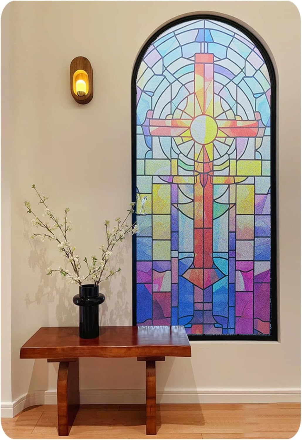 ステンドグラスシール 教会 洋風 窓用フィルム ステンドグラス めかくしシート 遮光 断熱 貼り直しでき 静電吸着 ガラス飛散防止