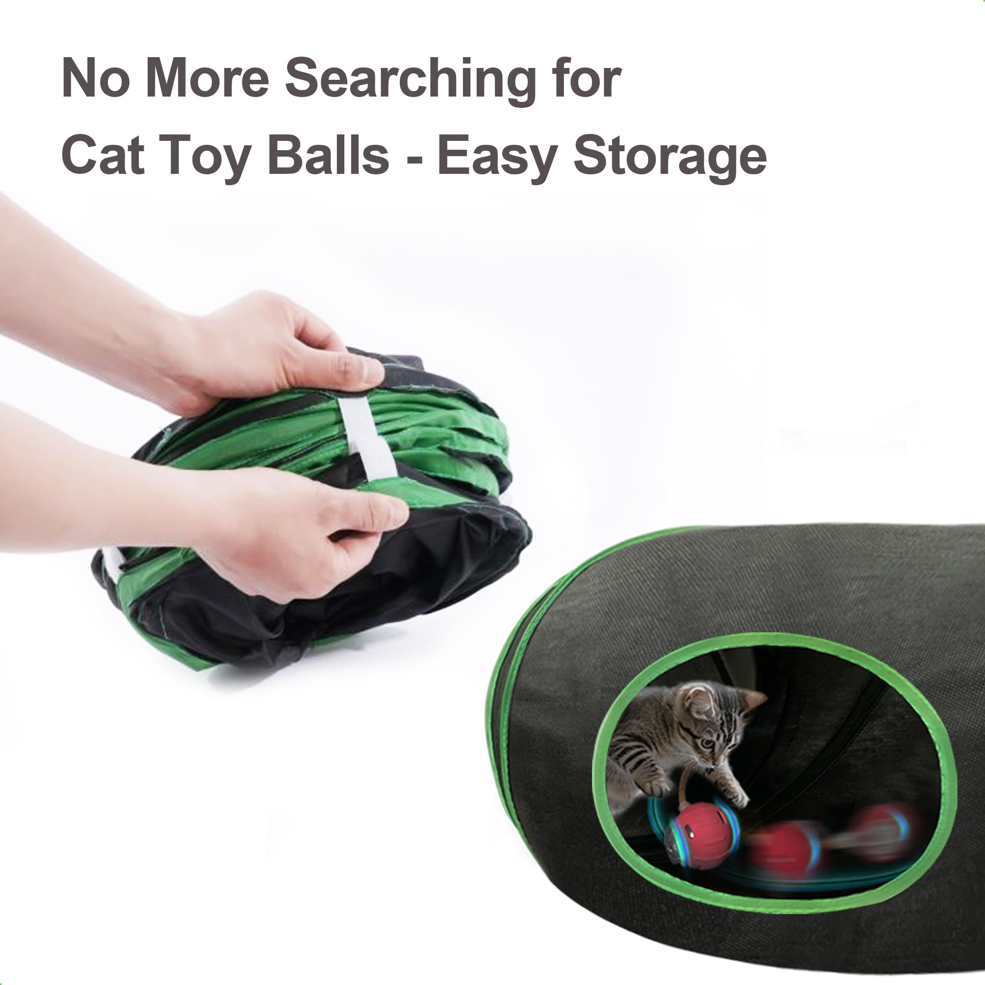 metiya Pelota interactiva de juguetes para gatos, bola activada por movimiento en túnel de enriquecimiento, juego de rompecabezas de escondite para gatos y gatitos de interior, alivio del aburrimiento