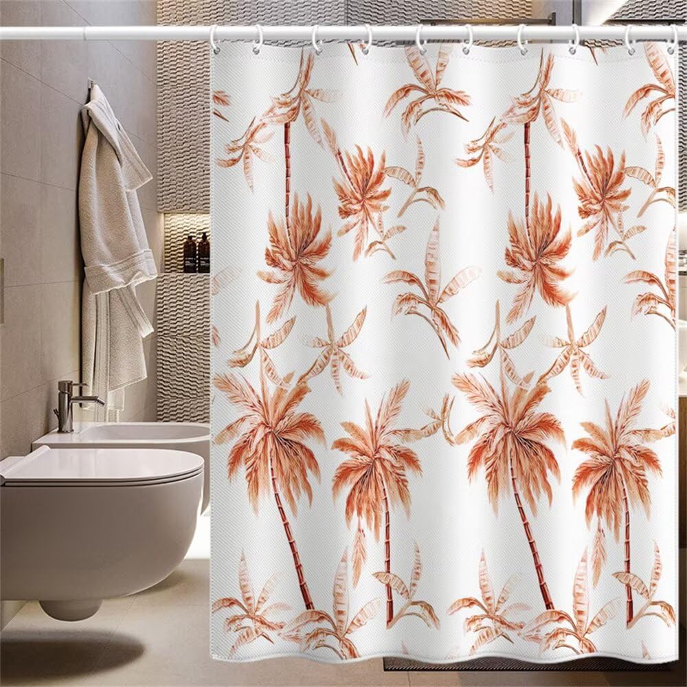 Rideau douche orange imperméable en polyester anti moisissure avec ourlet inférieur lesté