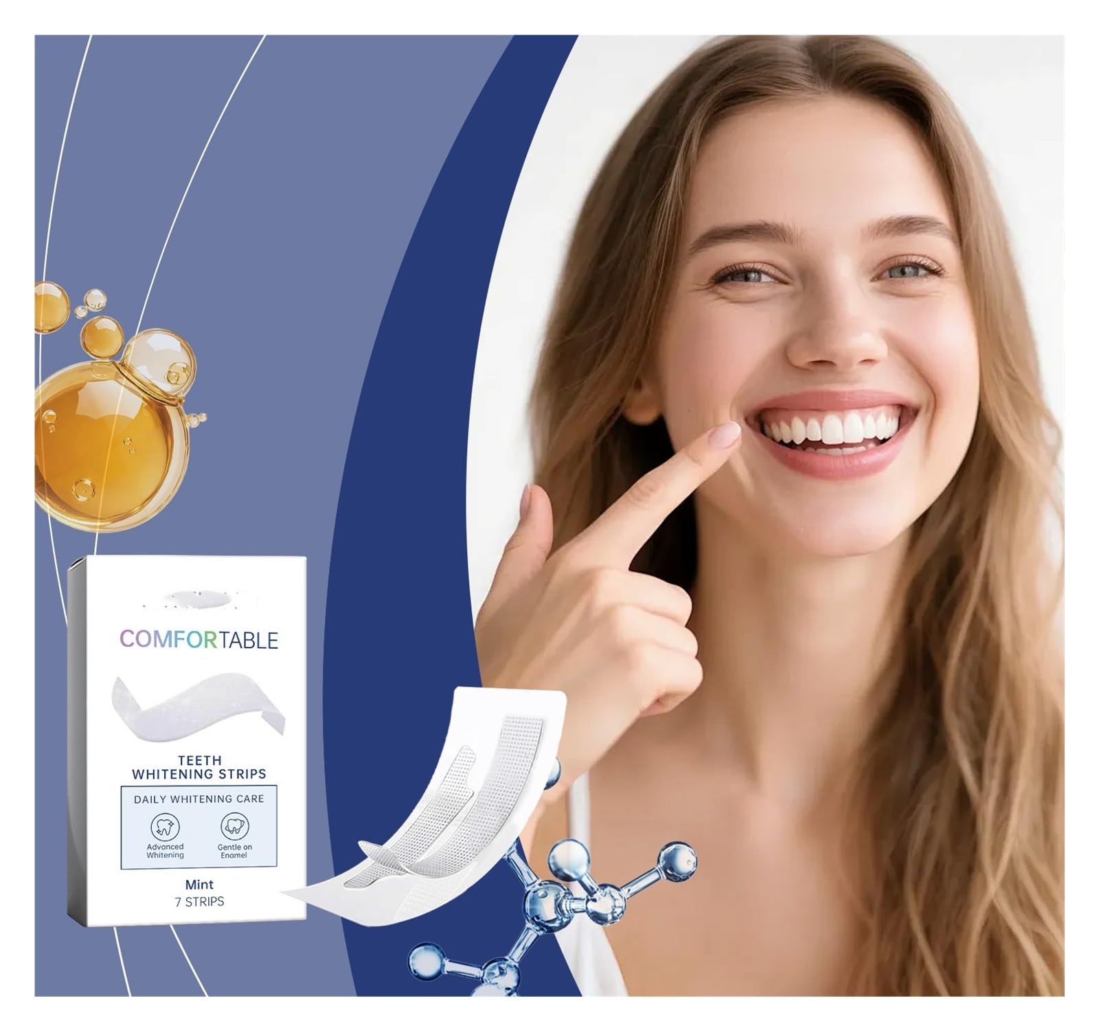 Strisce for sbiancamento dei denti 7 strisce, pulizia delicata e rimozione delle macchie for un sorriso luminoso e radioso(2pcs)