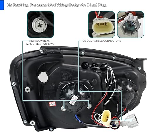 Miniatura 4 de Spec-D Tuning Faros delanteros de proyector de halo negros compatibles con Subaru Impreza 2004-2005 RSWRXOutbackSTI, par izquierdo + derecho