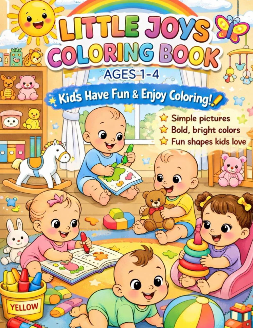 LITTLE JOYS COLORING BOOK AGES 1-4: Cute Baby Coloring Pages for Toddlers and Kids.
