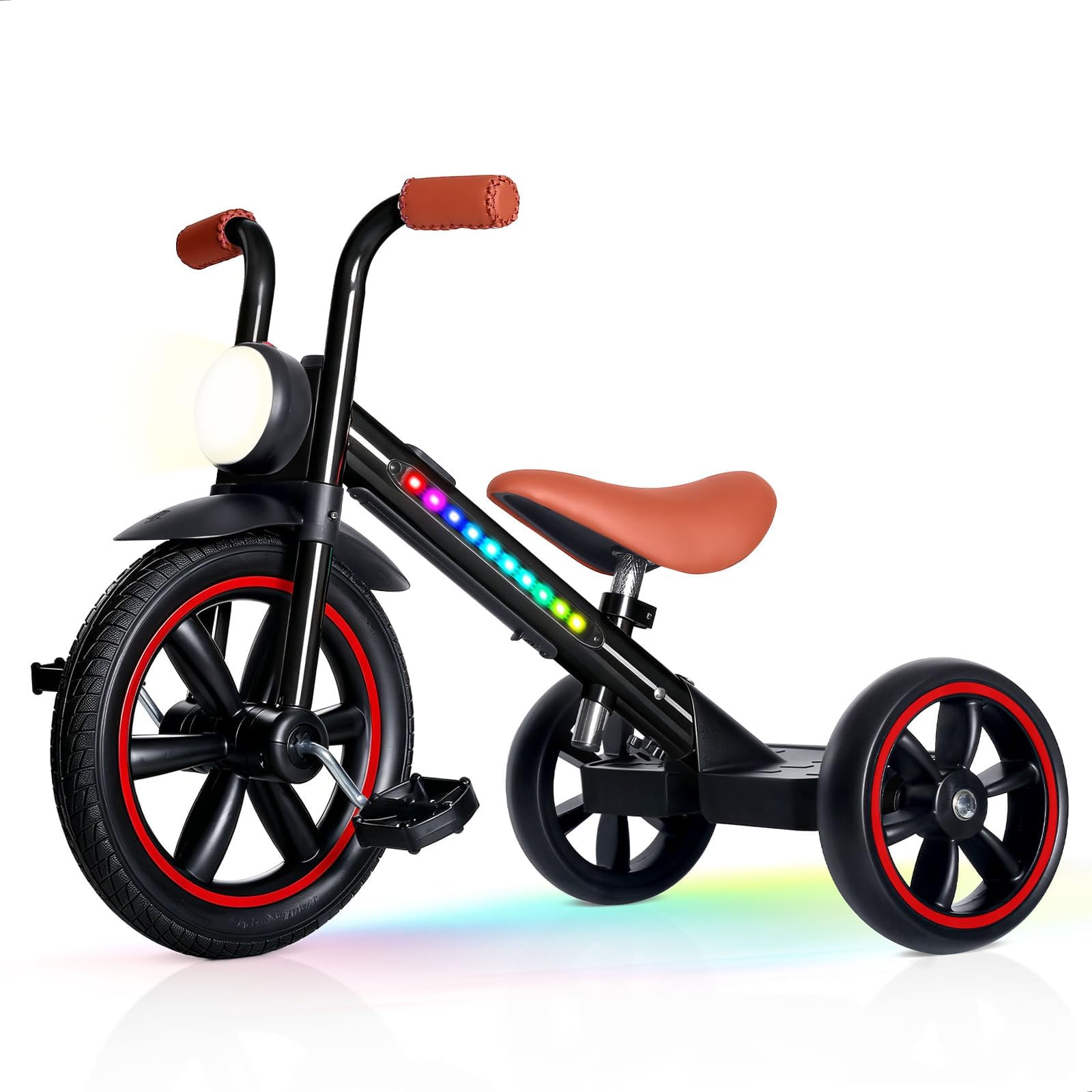 KRIDDO Tricycle for Toddlers 2-5 Years: Light up Frame, Rubber Front Wheel | Adjustable Seat, Easy-to-Assemble Toddler Tricycles 2-4 Years, Tricycle for 3-5 Years Old, Gift for 2-5 Year Olds